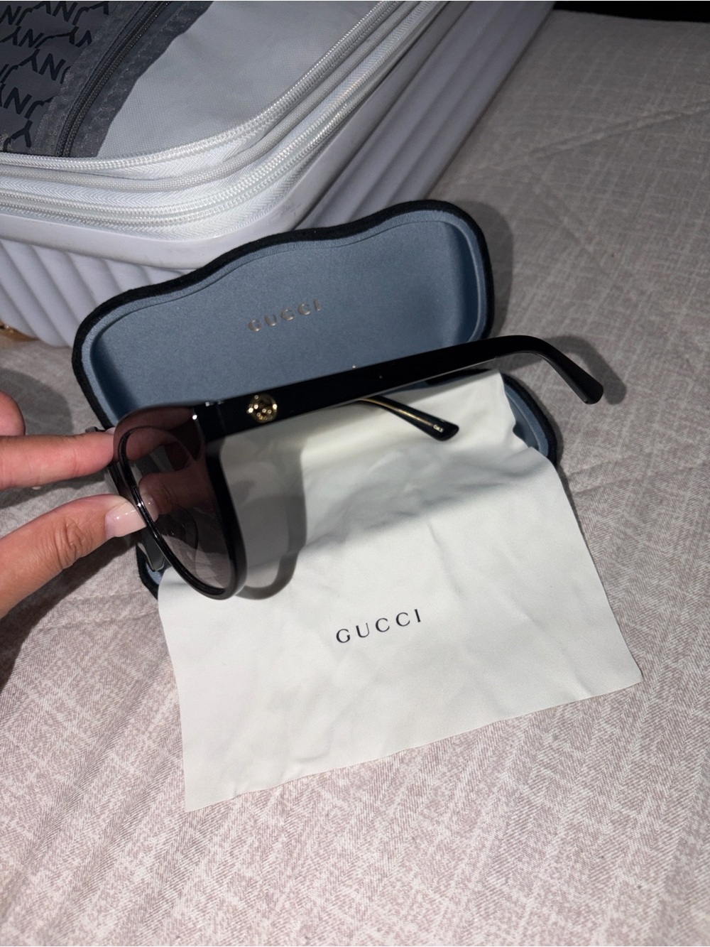 Gucci Women's Black Cat-Eye Sunglasses with Gradient Lenses - Picture 8 of 9